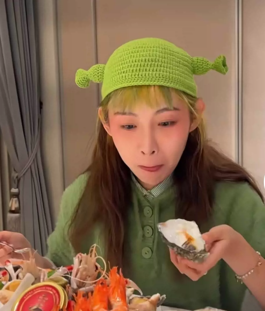 日本代购GP痞幼同款怪物史莱克针织毛线帽绿色卡通搞怪沙雕头套