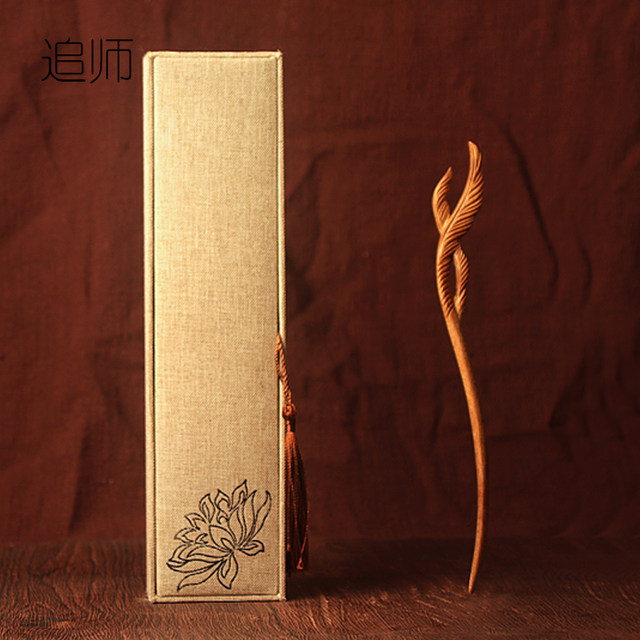 Golden nanmu hairpin wooden original antique wooden hairpin wooden wrapped carved wisteria flower ancient costume gift to girlfriend
