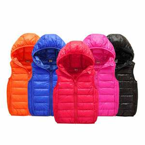 
Children's vests, autumn and winter boys' vests, medium and large children's baby cotton vests hooded, spring and autumn outer wear for girls, fashionable