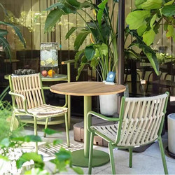 Outdoor Tables and Chairs, Courtyard, Open-Air Balcony, Trendy Rattan Chairs and Coffee Table Set, Outdoor Milk Tea Shop, Cafe Outdoor Seating