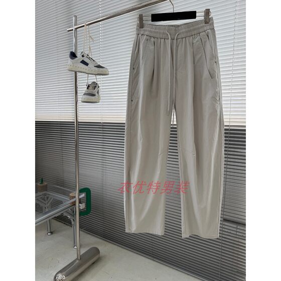 
2026 Spring and Summer Straight Leg Youth Pants Outdoor Lace Elastic Waist Casual Pants Men's Slim Korean Style All-Match Pants Trousers