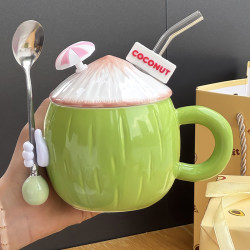 Mug with a High Aesthetic Value, Office Water Cup, Practical and Sophisticated Coconut Ceramic Cup, a Birthday Gift for a Girl's Best Friend