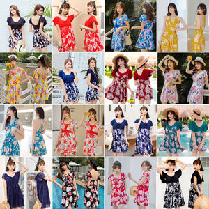 Large -size swimsuit female conjoined belly, thin, conservative flat -angle hot spring skirt fashion plus obese mm swimsuit
