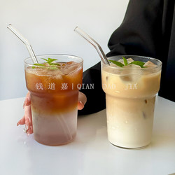 ins Unique Style Glass Cup, High Temperature Resistant, High Borosilicate Heat-Resistant Drinking Cup, Iced American Latte Coffee Beverage Cup