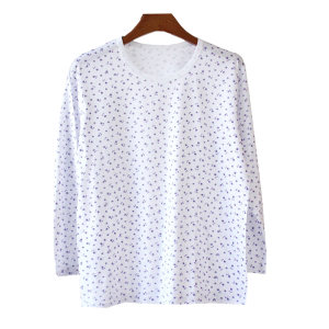 
Middle-aged and elderly women's pure cotton loose autumn clothes for old ladies plus size plus size cotton tops thin long-sleeved spring and autumn