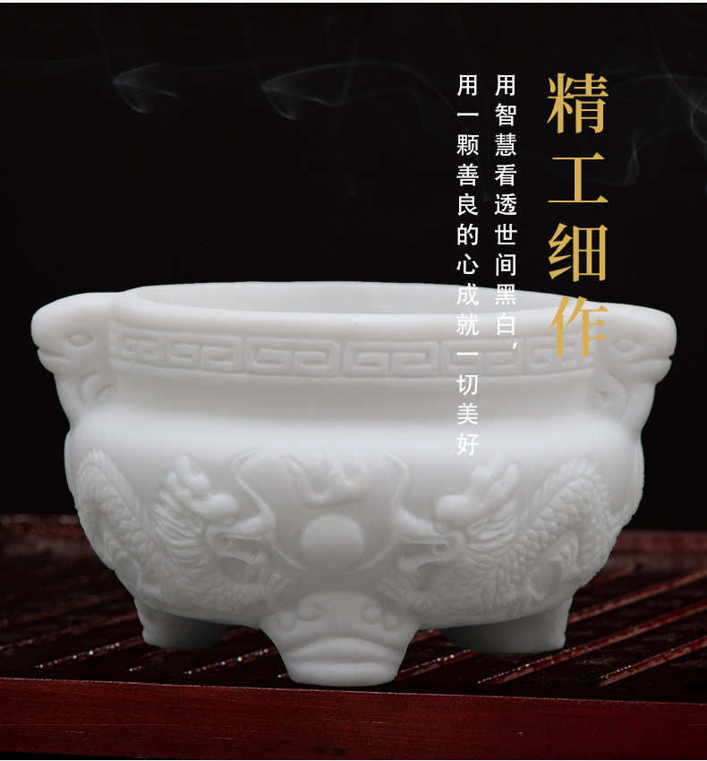 石雕香炉供佛香炉汉白玉香炉户外墓地供桌工艺品龙头香炉