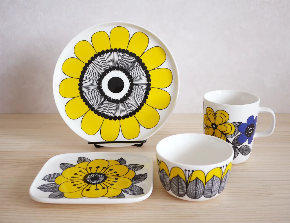 现货A级芬兰Marimekko Kestit 黄色系列马克杯点心盘碗圆盘北欧- Taobao