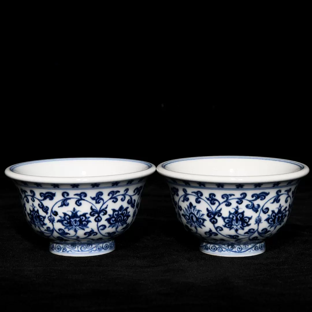 明代永乐青花缠枝花卉纹压手杯古董收藏古玩陶瓷古瓷器老货包老-Taobao