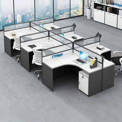 Cross Staff Desk and Chair Simple Modern Company Four or Six People Work Station Screen Deck Computer Desk Office Work Station