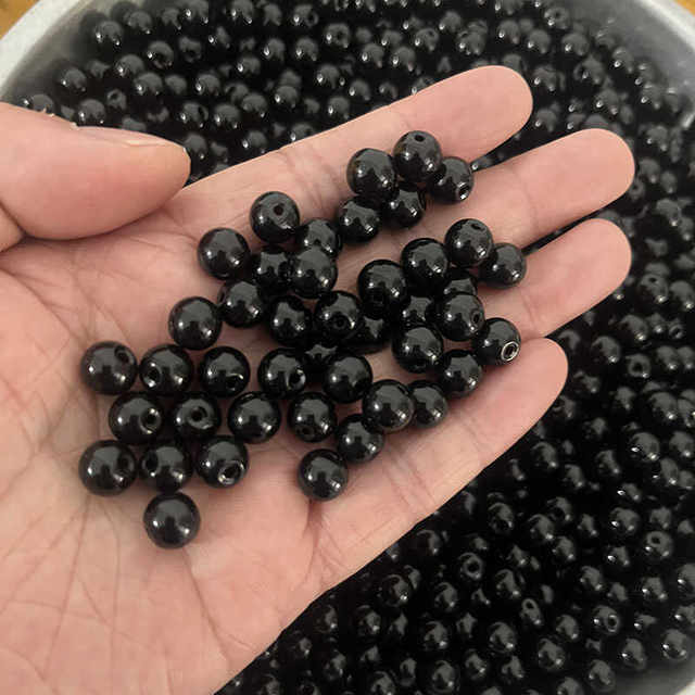 Crystal glass obsidian beads loose beads wholesale black ball beads DIY bracelet with beads light bead bracelet material