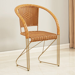 Rattan Chair Computer Chair Bouncing Chair Reinforced Teng Chair Woven Backrest Summer Balcony Outdoor Leisure Office Indoor Home