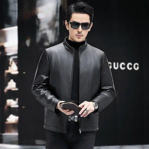 
Haining genuine first-layer cowhide leather jacket men's jacket spring and autumn stand-up collar top slim fashion single leather jacket