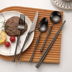 Slim waist matte black 304 knife and fork spoon tableware