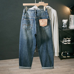 
2026 spring popular American high quality loose straight pants straight stretch nostalgic blue wide leg jeans for men