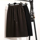 Mid-length elastic skirt brown casual skirt for women's autumn new high-waisted A-line skirt slim sports skirt long skirt
