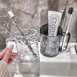 Glacier-Patterned Mouthwash Cup for Home Use, Women's Toothbrushing Cup, Large Capacity Transparent Toothbrush Holder Cup