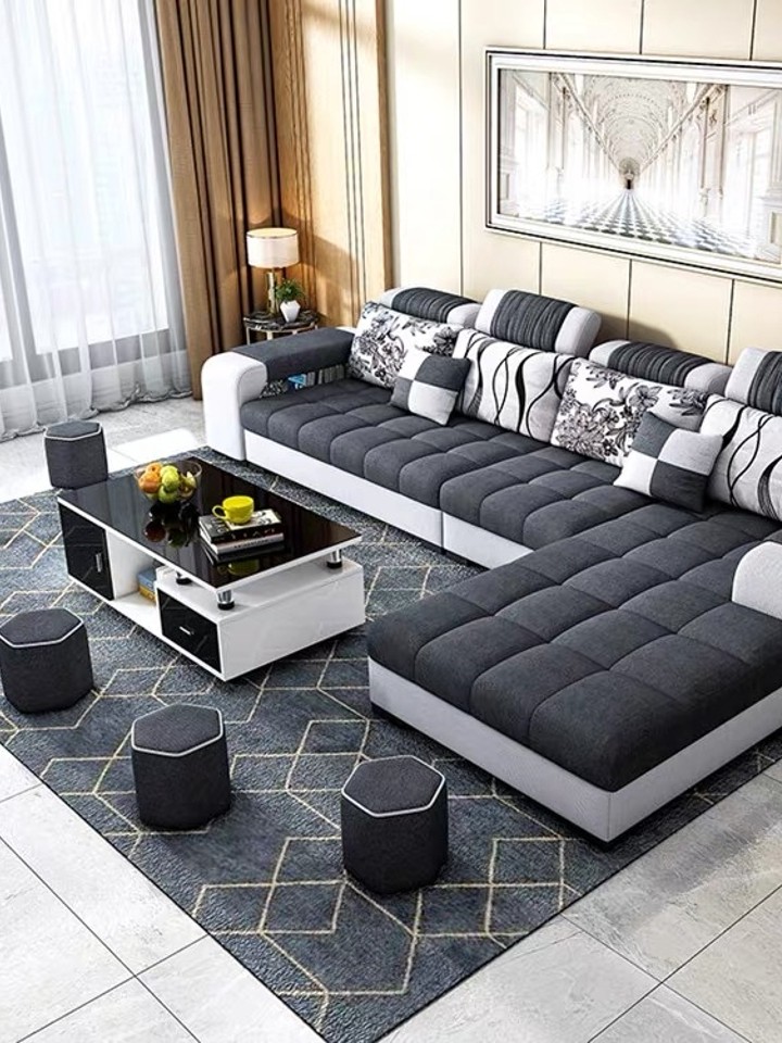 全友家私皮布沙发现代时尚布艺沙发组合