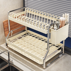 Kitchen Dish Rack Storage Rack Countertop Multifunctional Dish Holder for Home Use with Drainage Large Capacity Dish Rack Chopstick Holder