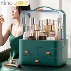 Internet-Famous Cosmetics Storage Box, Dormitory Desktop Dust-Proof Household Organizer, Light Luxury Dressing Table Skincare Product Storage Rack