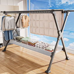 Xingyou Carbon Steel Folding Clothes Drying Rack, Indoor Balcony Retractable Clothes Hanger, Household Clothes Drying Rod, Quilt Drying Magic Tool