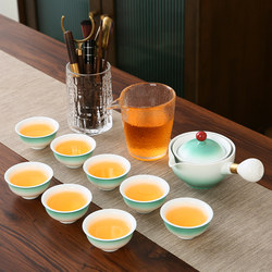 Side-Handle Teapot, Rotating Leisure Teapot, Gradient Modern Small Tea Set, Tea Tray Set, Portable Travel Set for Home Use