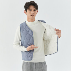 Down cotton vest for men's short style plus velvet base and wear a small cotton jacket for warm vest liner slim fit inside and shoulders

