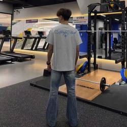 American High Street Style Polaris Embroidered Gray Pure Cotton Short-Sleeved T-Shirt for Men, New Summer Style Loose Casual Couple Tops