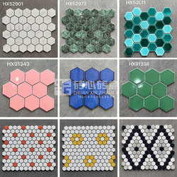 Nordic Dopamine-Colored Retro Hexagonal Mosaic Tiles for Kitchen, Balcony, Ceramic Tiles for Bathroom
