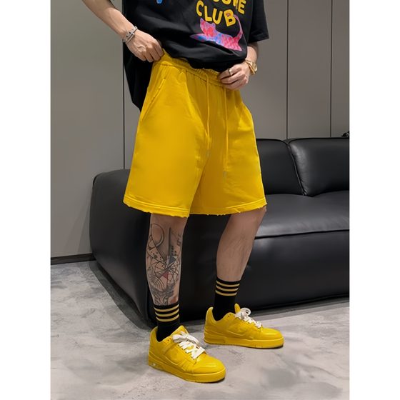 [Chen Forte] FA CAI new dopamine shorts in summer trend items are wild and broken for old loose shorts