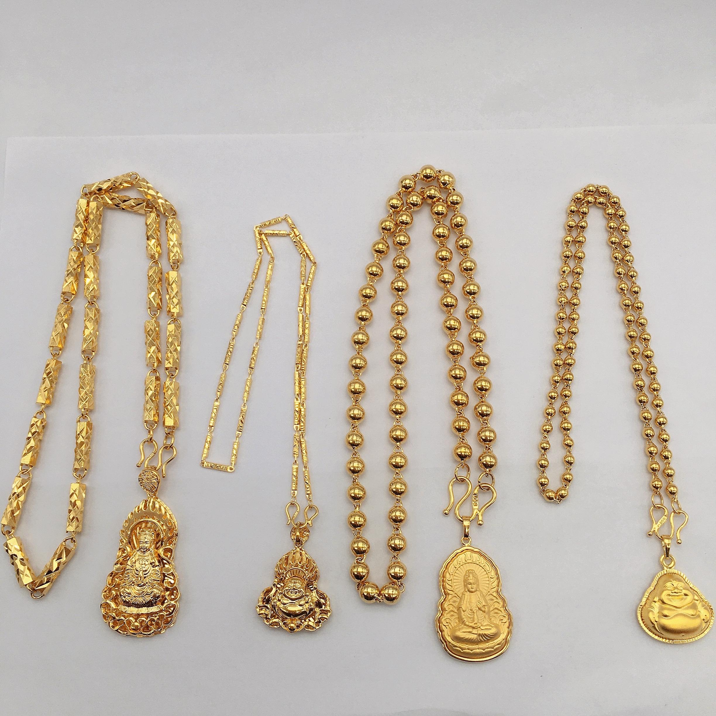 土豪越南沙金项链男网红链子不掉色霸气圆珠链新款饰品道具项链