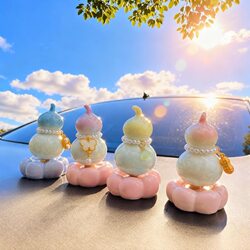 Jingdezhen Crystal Glaze Ceramic Gourd Spinner Handmade Car Decoration Trendy Creative Desktop Ornament Car Tea Pet