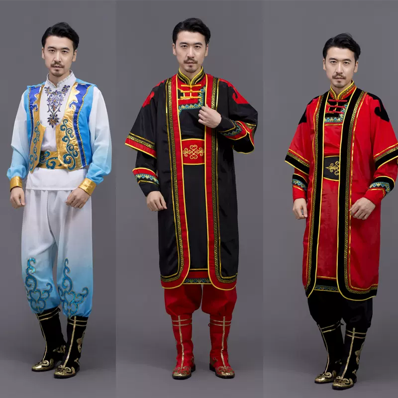 新疆維吾爾族服裝哈薩克舞蹈服男回族新疆民族服少數民族演出服-Taobao