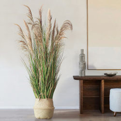 Simulated Reed Green Plant Potted Fake Plant Landscaping Bionic Reed Grass Bonsai Living Room Guesthouse Decoration Floor-Standing Ornament