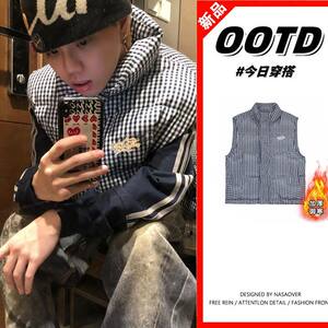 
Autumn and winter national trend vibe style couple style embroidered thickened vests for men and women warm sleeveless waistcoat plaid cotton coats