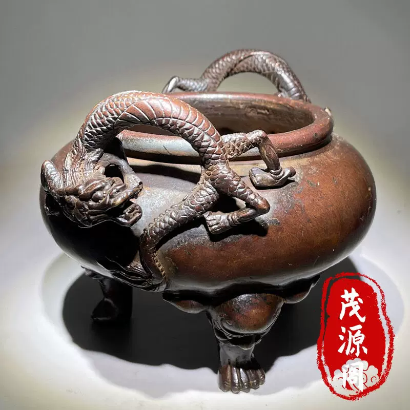 铜器  香炉  三足象耳三面狮头香炉 香道具  工艺品  美术品  摆件 铜器 香炉 三足象耳三面狮头香炉 香道具 工艺品 美术品