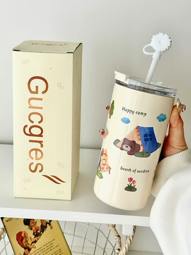 Высококачественный портативный вместительный и большой стакан из нержавеющей стали подходит для мужчин и женщин для школьников со стаканом, простой и элегантный дизайн