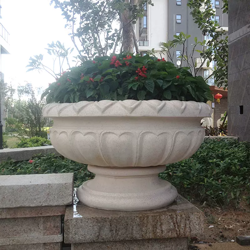 歐式花鉢玻璃纖維戶外花盆仿石大號花壇大口徑庭院酒店公園門口景觀 Taobao