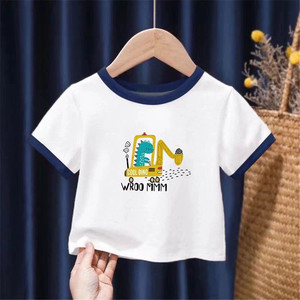 
Children's color-blocked bottoming shirt T-shirt versatile long-sleeved 2025 new style boy and girl baby cartoon print round neck top t