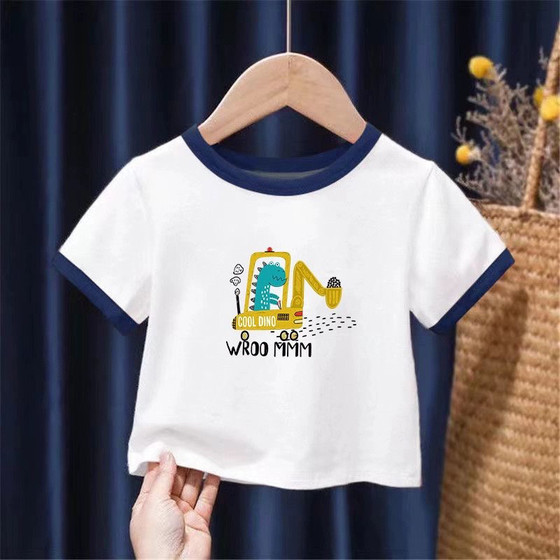 
Children's color-blocked bottoming shirt T-shirt versatile long-sleeved 2025 new style boy and girl baby cartoon print round neck top t