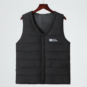 
Thickened warm vest men's sleeveless vest winter cotton vest black button cardigan sports vest