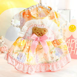 Dog Clothes Spring and Autumn Outfit Cat Princess Dress Floral Stroll Lolita Small Dog Teddy Pet 6525
