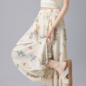 
Ice Silk Printed Harem Pants Women's Summer 2026 Thin Bloomers Small Tencel Sunscreen Cool Wide Leg Pants