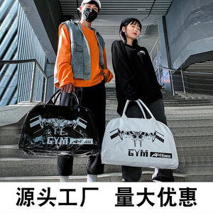 
New customized fitness bag, fashionable bright leather, patent leather, mirror waterproof, men's and women's handbag, sports fitness printed logo