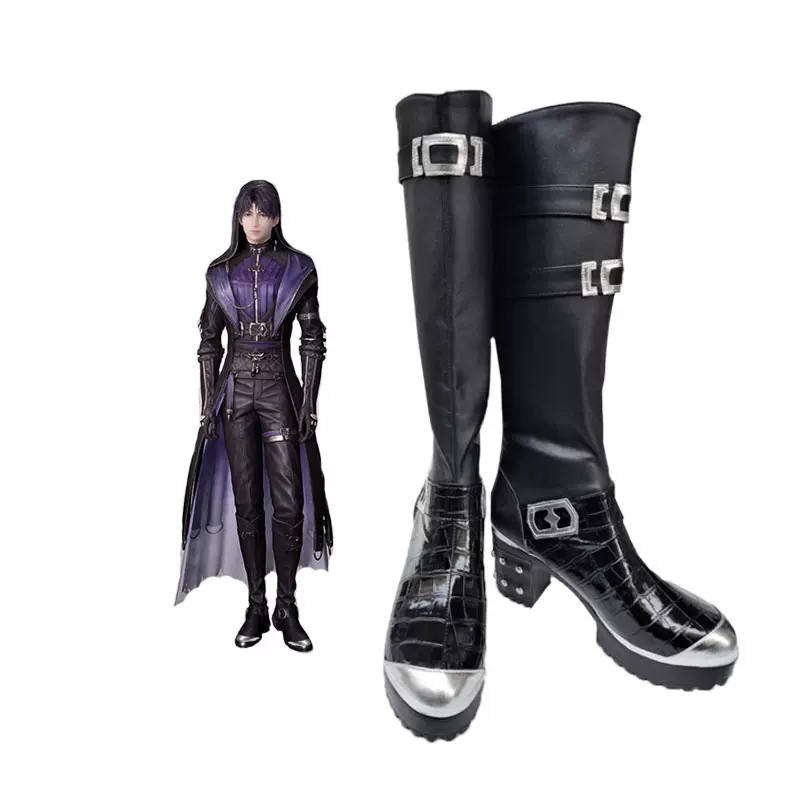 恋与深空cos暗夜迷踪祁煜黑色高跟皮靴cosplay
