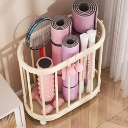 Yoga Mat Storage Basket with Wheels, Sports Equipment, Basketball Supplies Storage Organizer, Home Fitness Equipment Storage Rack