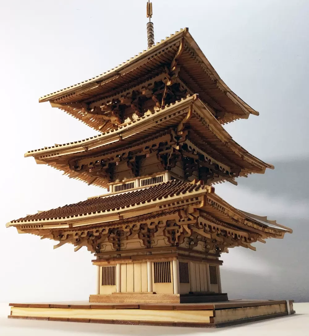 日本古建清水寺三重塔榫卯拼裝木質模型DIY套材藝術工藝禮品包郵-Taobao