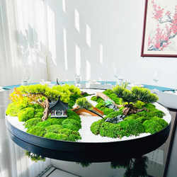 Hotel high-end dining table, flower, large round table, turntable in the middle, flower table decoration, sand table, micro-landscape
