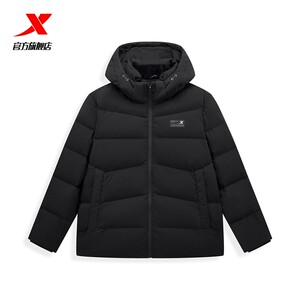 
Xtep Down Jacket Men's Winter New Black Top Stand Collar Windproof Warm and Comfortable Cotton Clothes Couple Sports Jacket