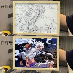 One Piece Surrounding Hand-run Luffy Five-speed ​​nika Ace Zoron Night Light Birthday Gift Line Light Painting