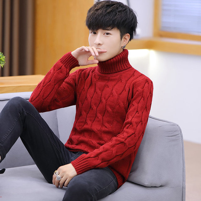 Turtleneck Sweater Men's Korean Style Slim Trendy Bottom Shirt ...